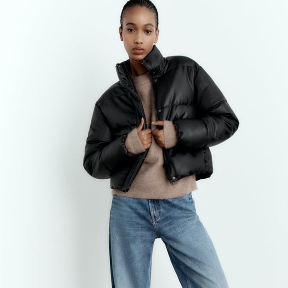 Zara Faux leather puffer jacket - Picture 2 of 8